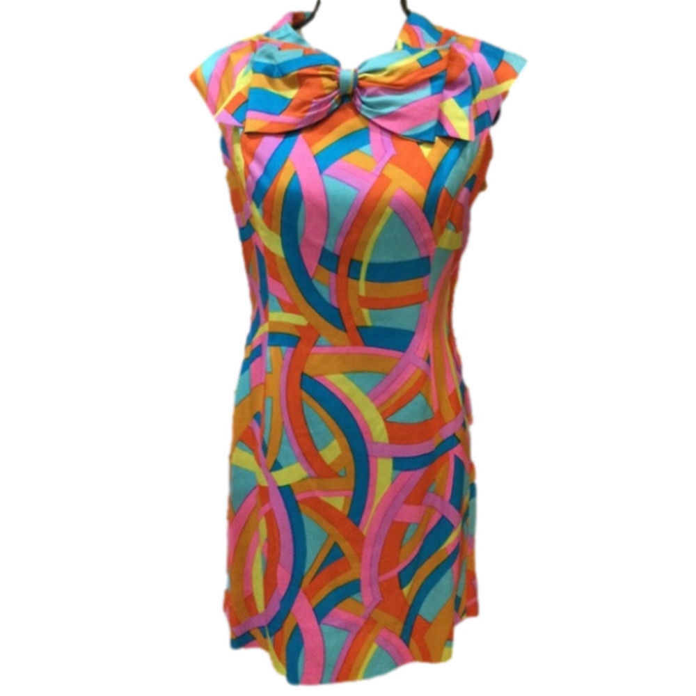 𝅺VINTAGE 1960s Adele Simpson Silk Sheath Mod Dress